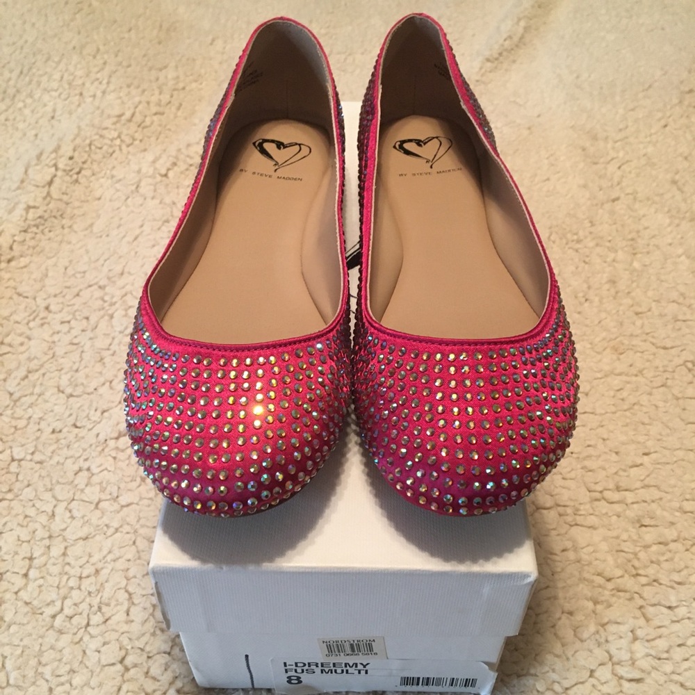 Steve Madden Pink Rhinestone Dreemy Flats 8